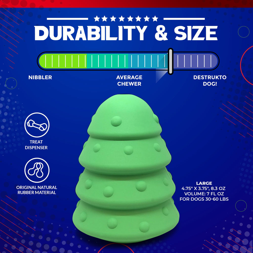 Christmas Tree Dog Toy - Durable Rubber Chew Toy for Large Dogs | USA Made by SodaPup/True Dogs, LLC