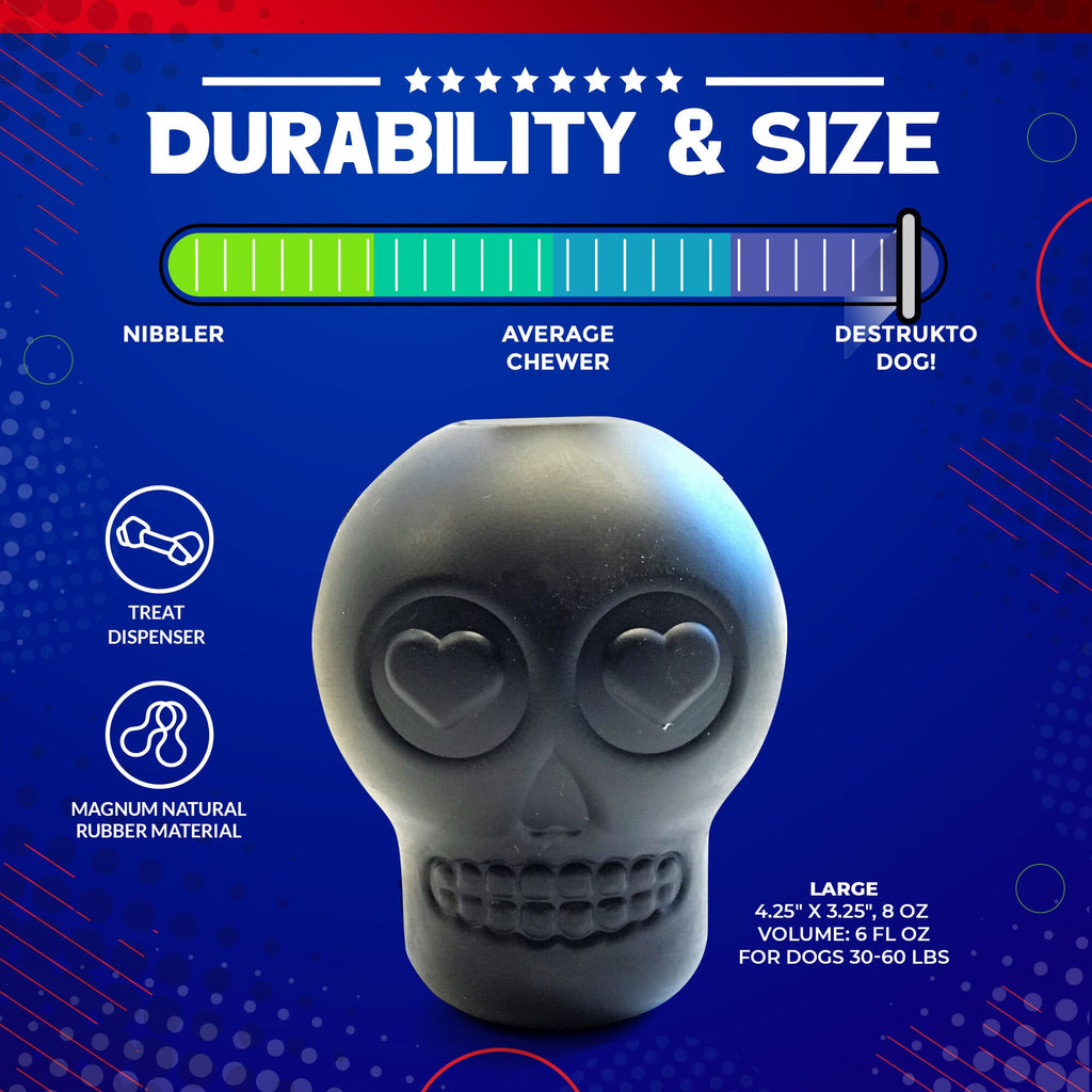 Magnum Sugar Skull Dog Chew Toy & Treat Dispenser - USA Made | SodaPup by SodaPup/True Dogs, LLC