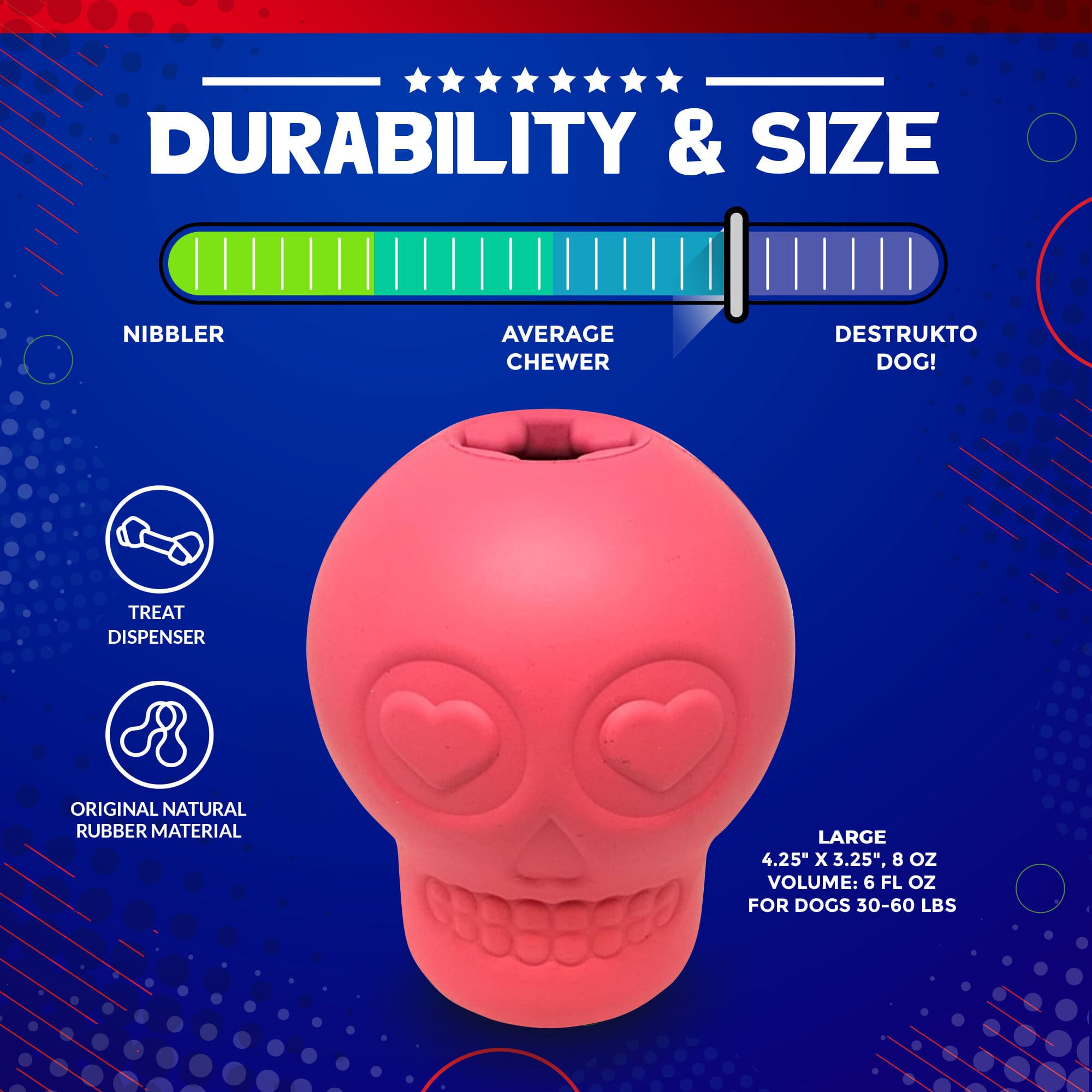 Sugar Skull Dog Chew Toy & Treat Dispenser - USA Made | SodaPup by SodaPup/True Dogs, LLC