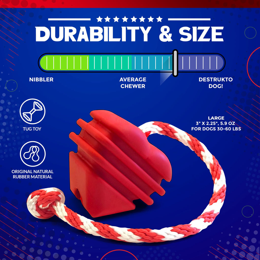 Heart on a String Dog Toy - Durable Rubber Tug Toy for Large Dogs | USA Made by SodaPup/True Dogs, LLC