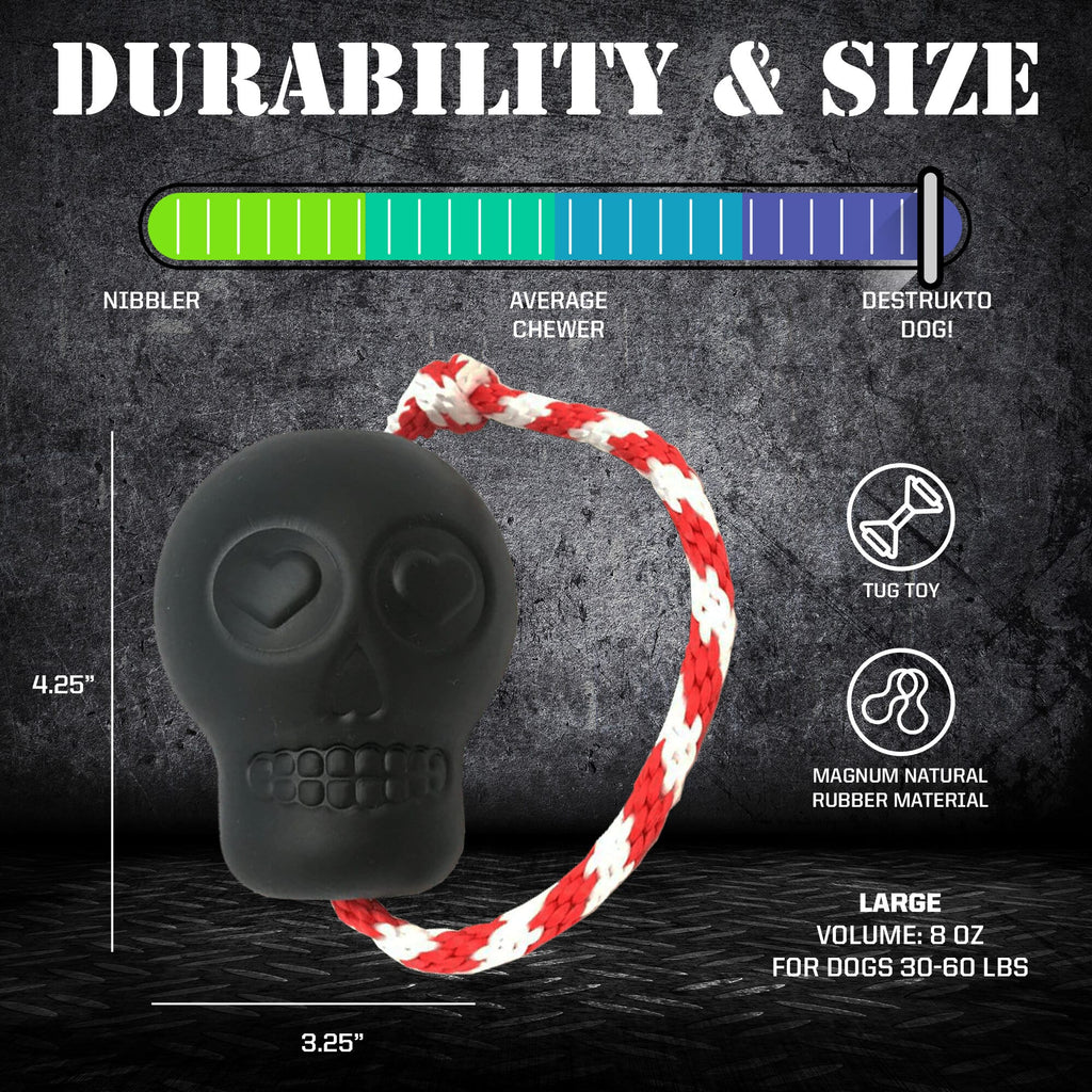 USA-K9 Magnum Skull - Black Magnum Rubber Chew Toy for Extreme Chewers | USA Made by SodaPup/True Dogs, LLC