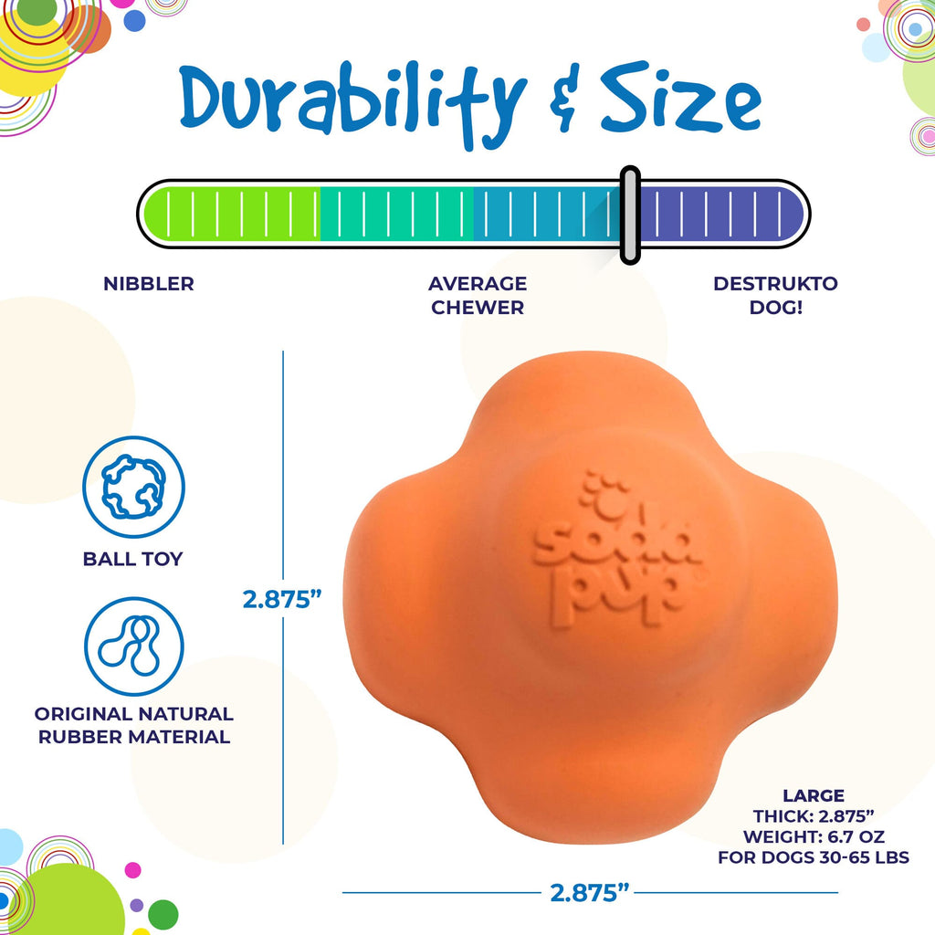 Crazy Bounce Rubber Dog Chew Toy for Power Chewers | Retrieving Ball | USA Made by SodaPup/True Dogs, LLC