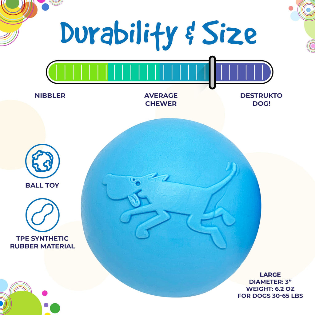 Wag Ball Rubber Dog Chew Toy for Heavy Chewers | Floating Fetch Toy | USA Made by SodaPup/True Dogs, LLC