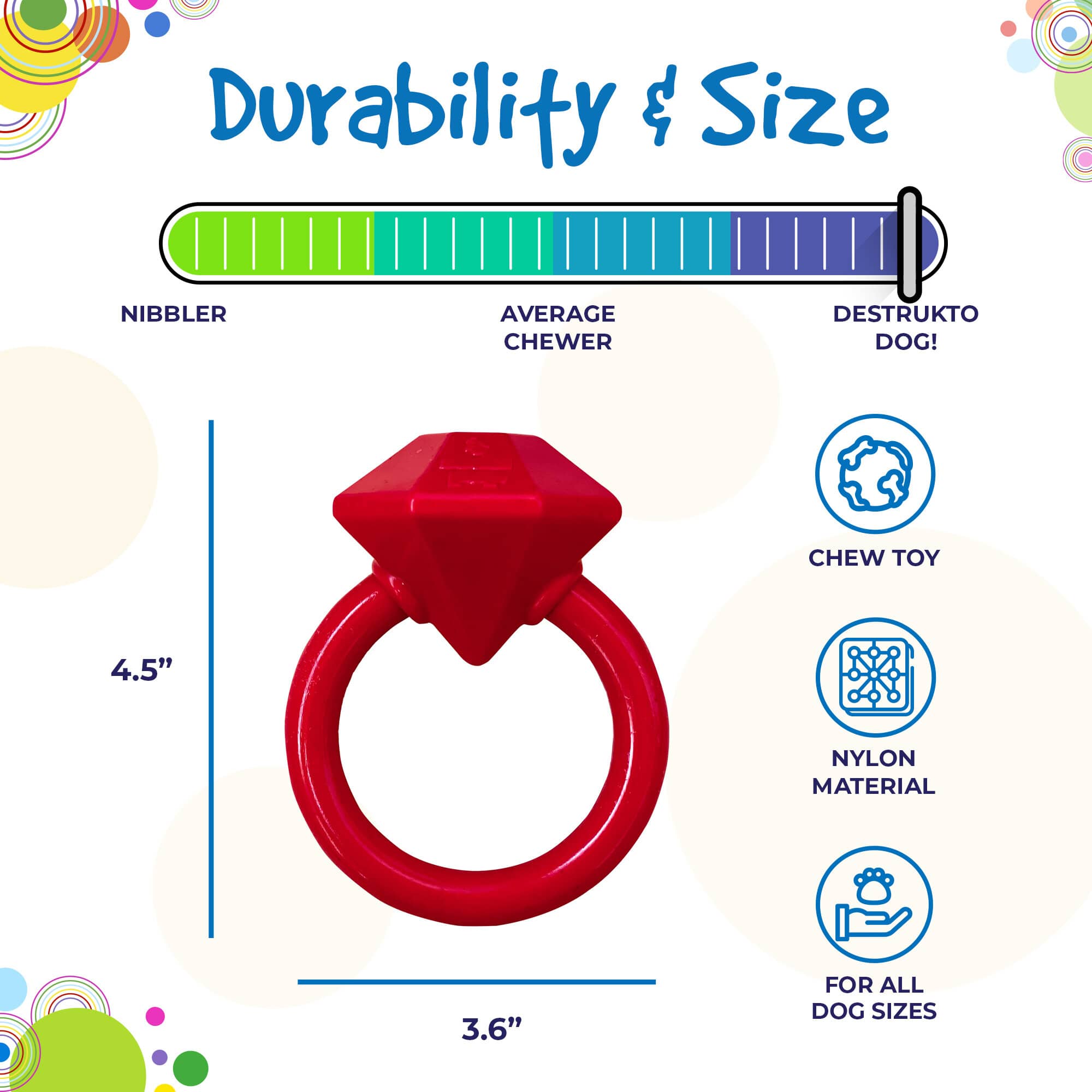 Diamond Ring Nylon Teething Ring for Puppies | Durable & USA Made by SodaPup/True Dogs, LLC