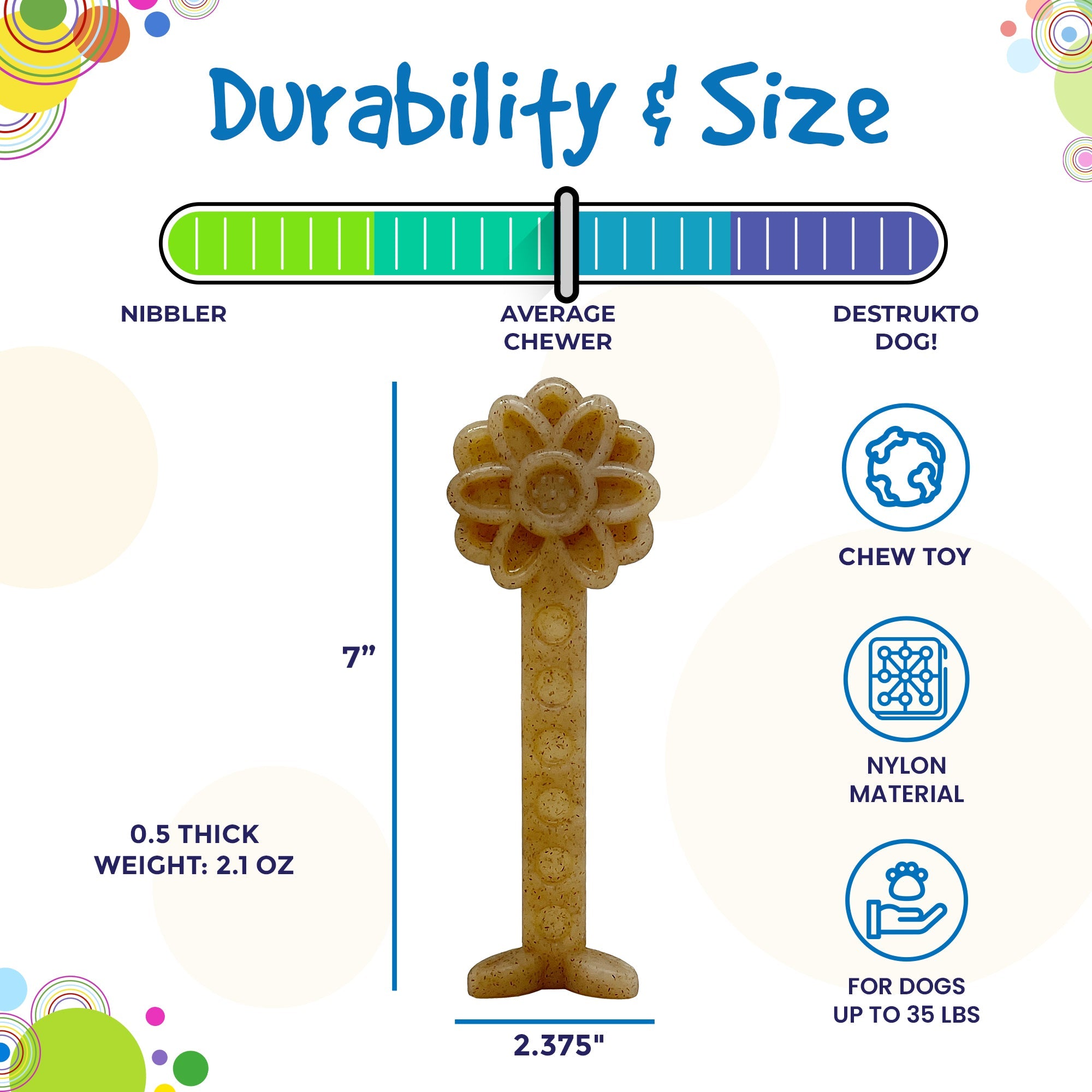 Flower Tower Nylon Chew Toy for Aggressive Chewers - USA Made Enrichment Toy by SodaPup/True Dogs, LLC