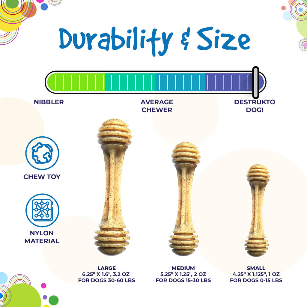 Honey Bone Nylon Dog Toy for Aggressive Chewers | Indestructible | USA Made by SodaPup/True Dogs, LLC