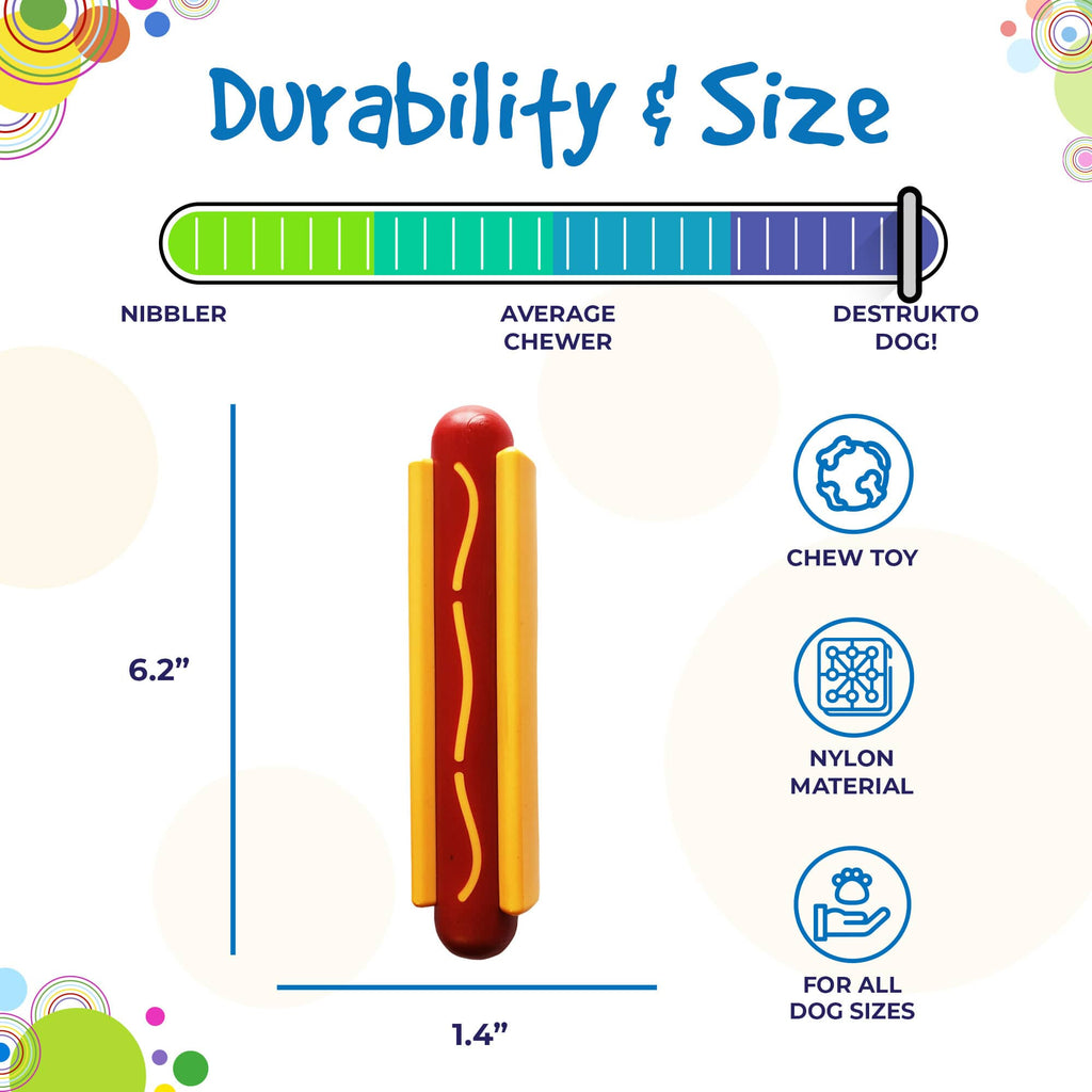 Hot Dog Nylon Dog Toy for Aggressive Chewers | USA Made | SodaPup by SodaPup/True Dogs, LLC