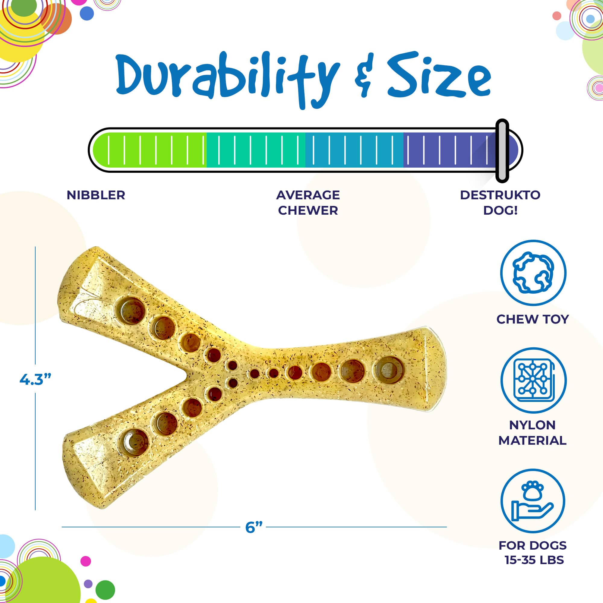 MOD Wishbone Nylon Dog Chew Toy for Aggressive Chewers | USA Made by SodaPup/True Dogs, LLC