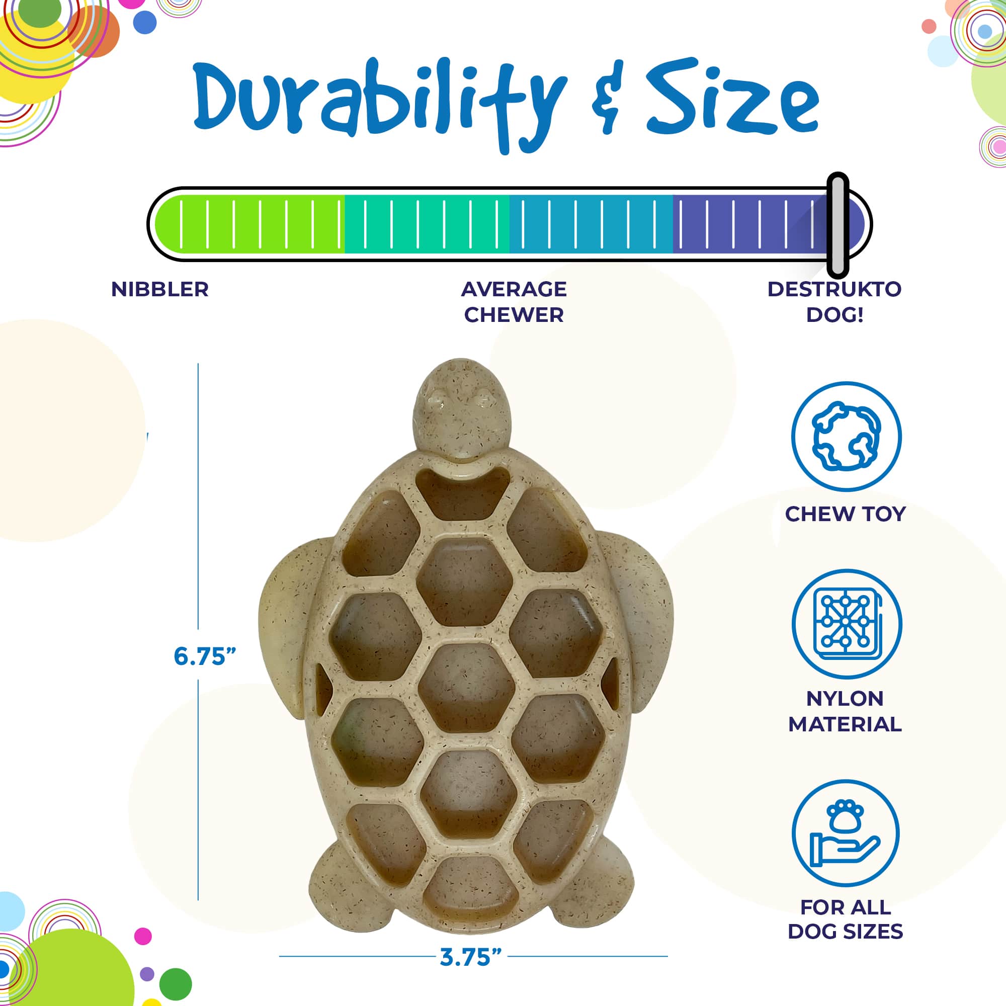 Turtle Nylon Chew Toy - Ultra-Durable Enrichment Toy for Power Chewers USA by SodaPup/True Dogs, LLC