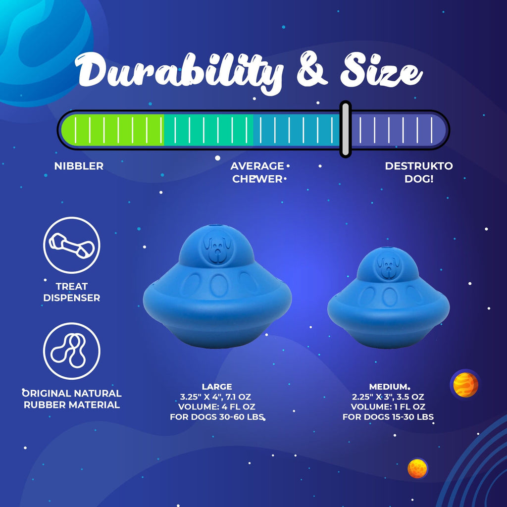 Flying Saucer Dog Toy - Durable UFO Chew Toy & Treat Dispenser | USA Made by SodaPup/True Dogs, LLC