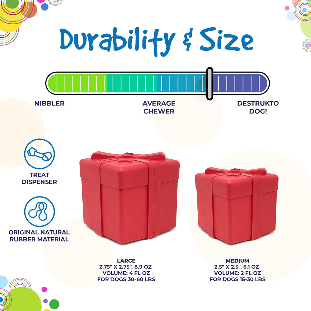 Gift Box eDispenser - Durable Rubber Treat Dispenser for Dogs | USA Made by SodaPup/True Dogs, LLC