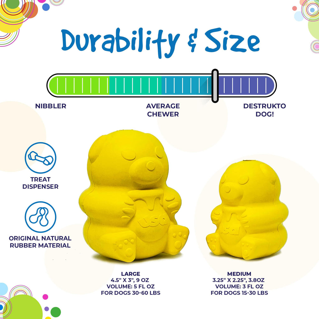 Honey Bear eDispenser - Durable Rubber Treat Dispenser for Dogs | USA Made by SodaPup/True Dogs, LLC