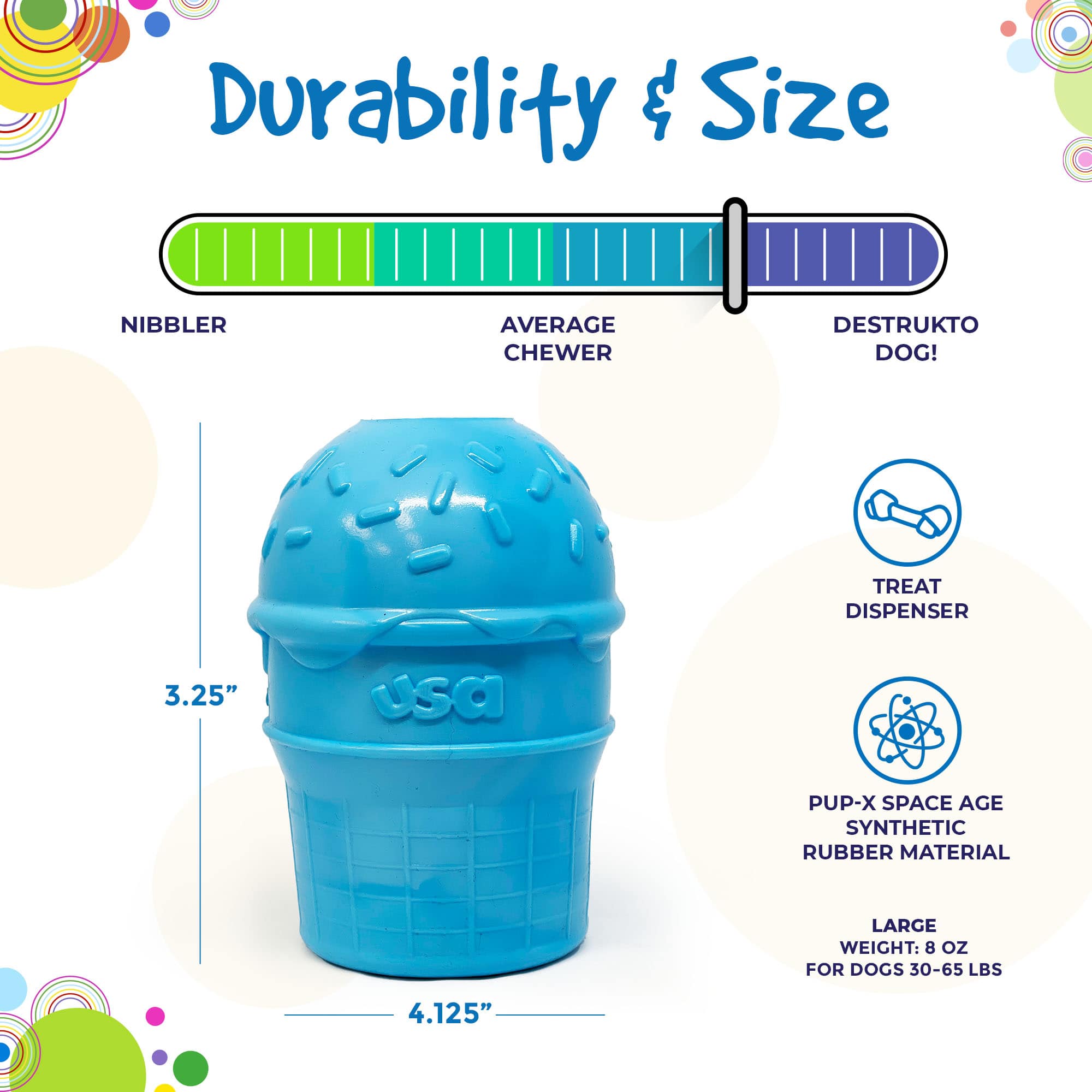 Ice Cream Cone Rubber Dog Chew Toy for Power Chewers | USA Made | SodaPup by SodaPup/True Dogs, LLC