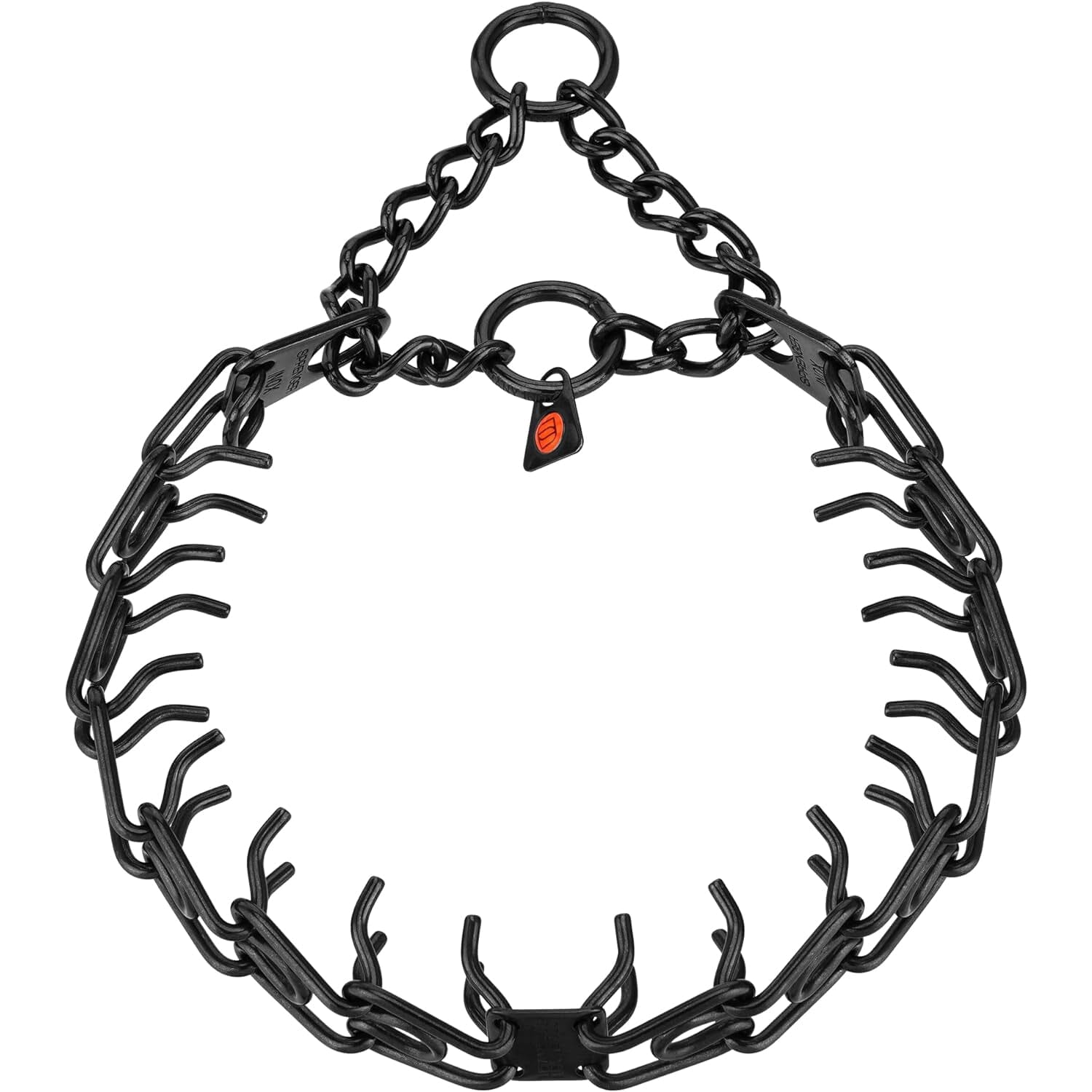Herm Sprenger - ULTRA-PLUS Training Collar with Center-Plate and Assembly Chain - Short Version – Black Stainless Steel by Dogline