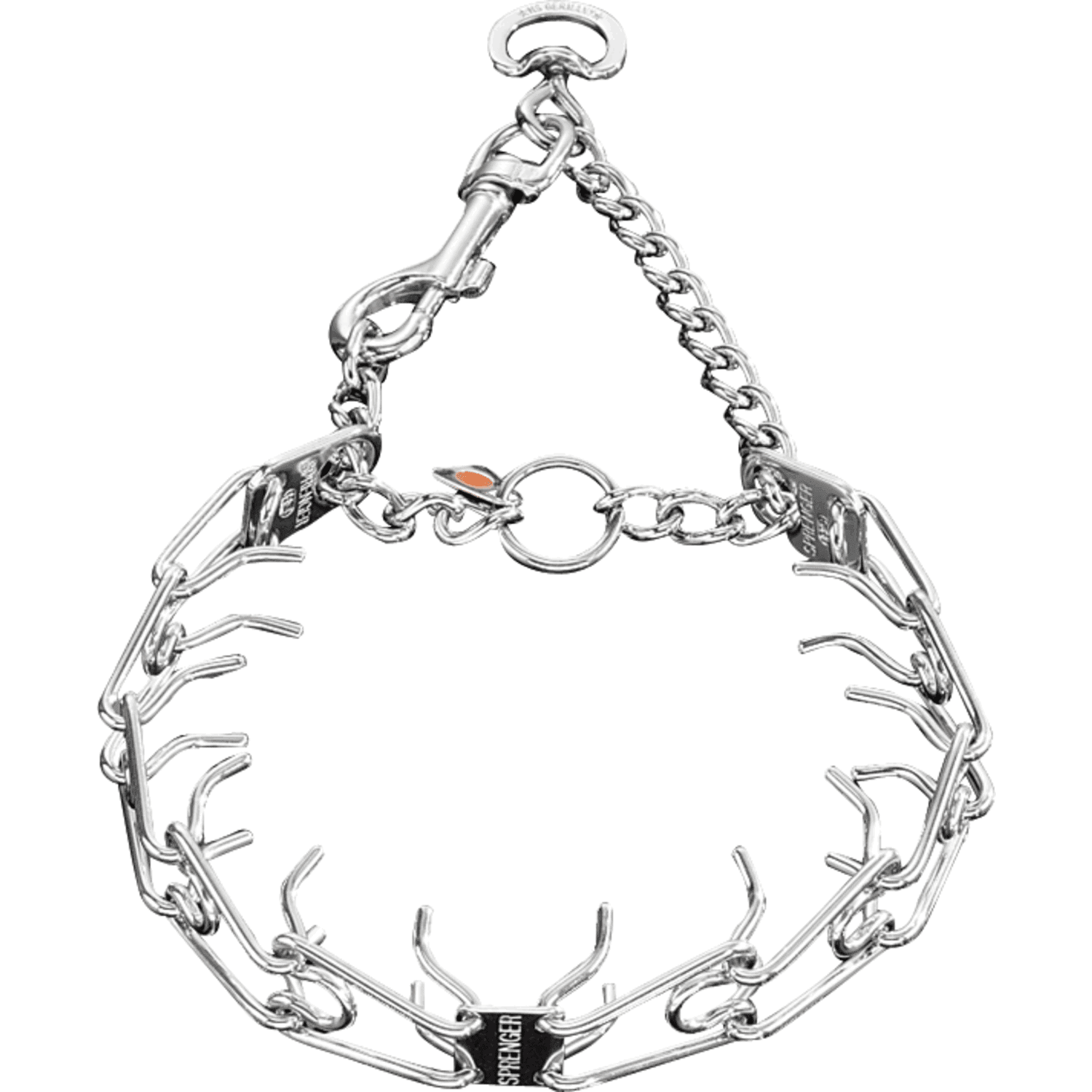 Herm Sprenger - ULTRA-PLUS Training Collar with Center-Plate, Assembly Chain, and Snap Hook - Comfort Version - Stainless steel by Dogline