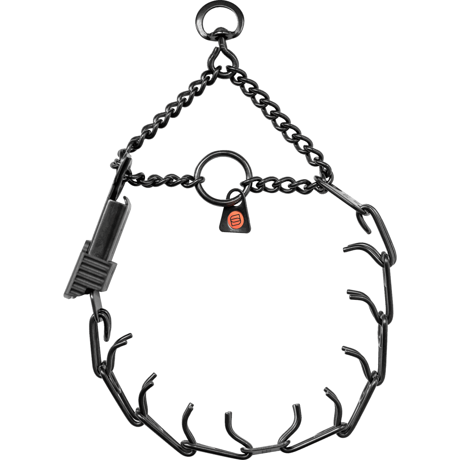 Herm Sprenger - ULTRA-PLUS Training Collar with Center-Plate, Assembly Chain, and ClicLock - Black Stainless Steel by Dogline