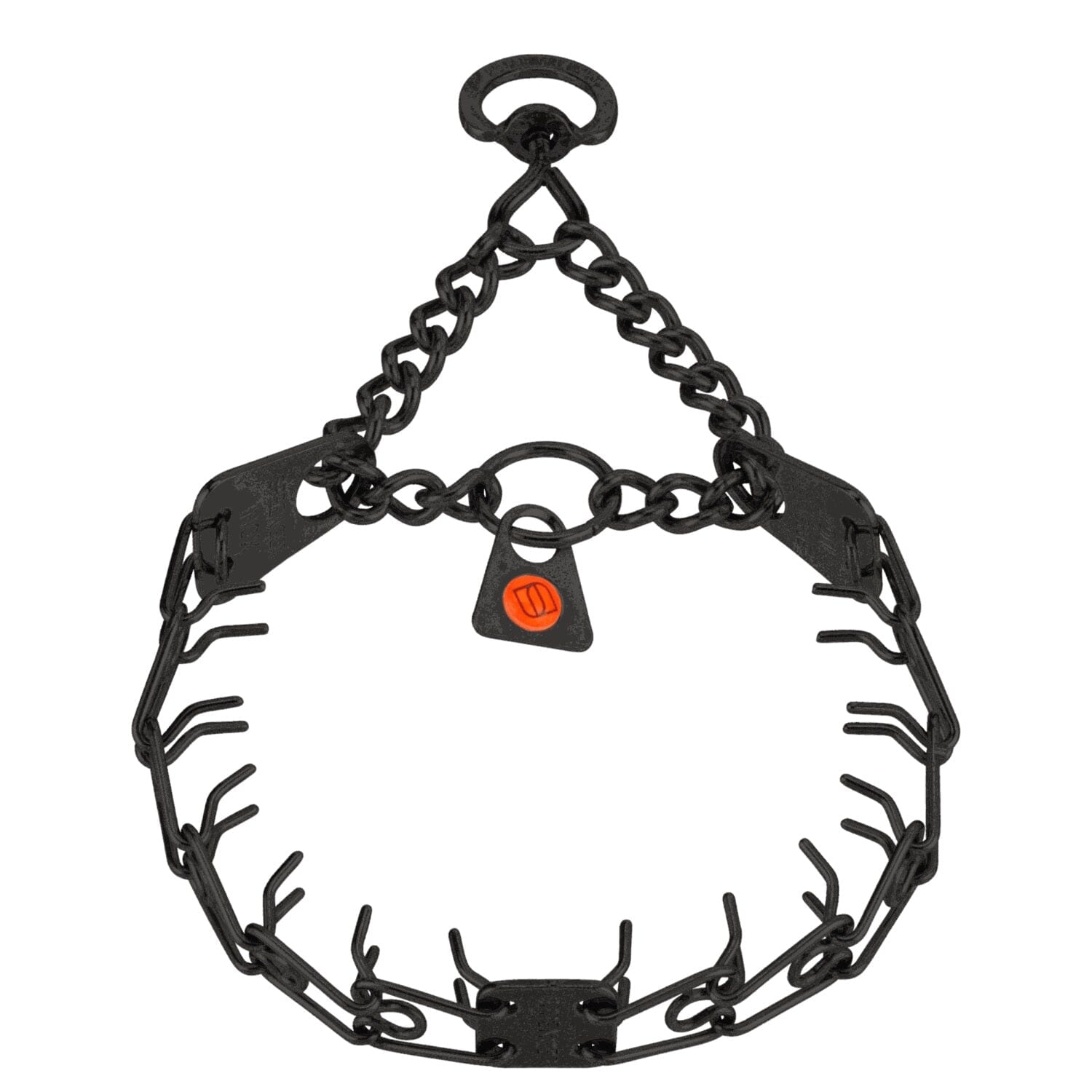 Herm Sprenger - MICRO-PLUS Training Collar with Center-Plate and Assembly Chain – Black Stainless Steel by Dogline