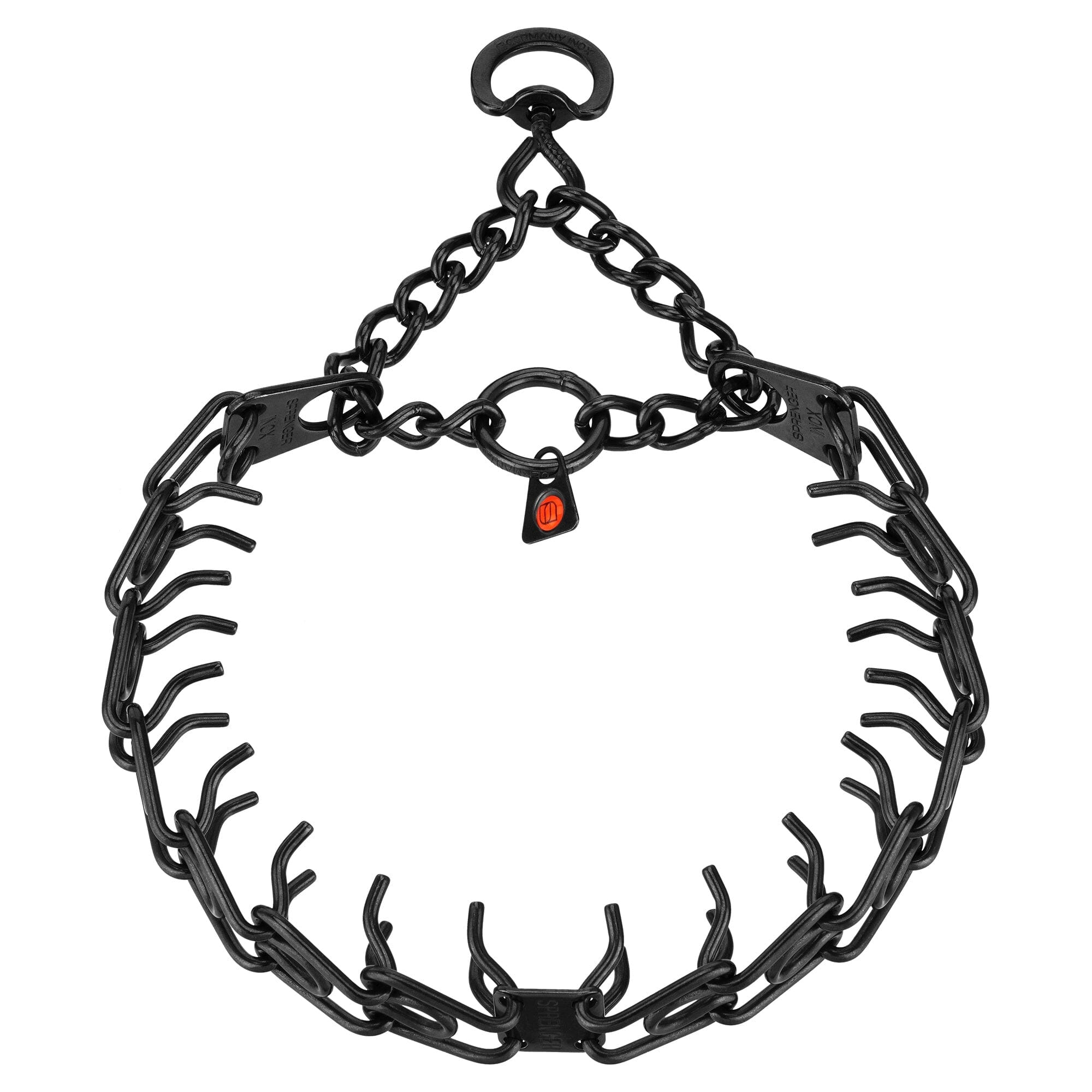 Herm Sprenger - ULTRA-PLUS Training Collar with Center-Plate and Assembly Chain - Short Version – Black Stainless Steel by Dogline
