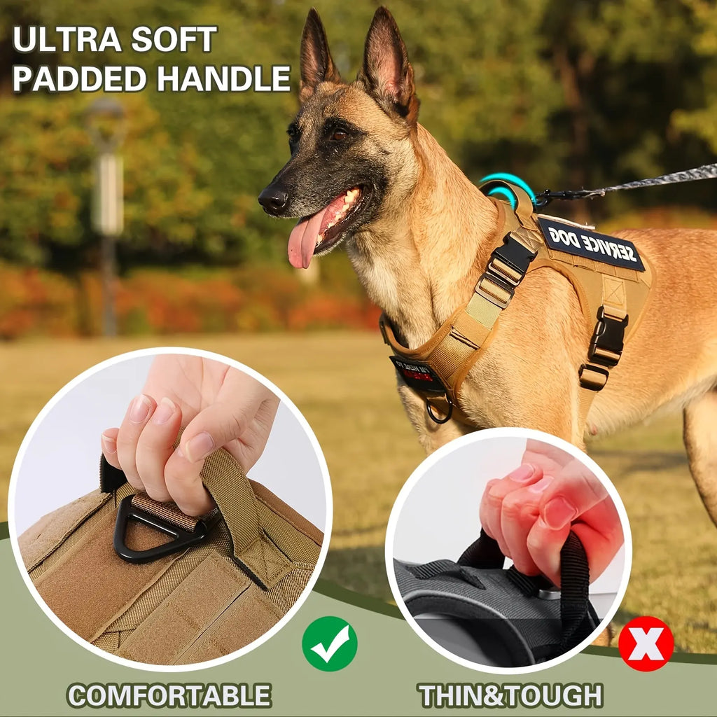 American Local Tactical Service Dog Harness Vest Adjustable Reflective Dog Harness by VetsPetStore
