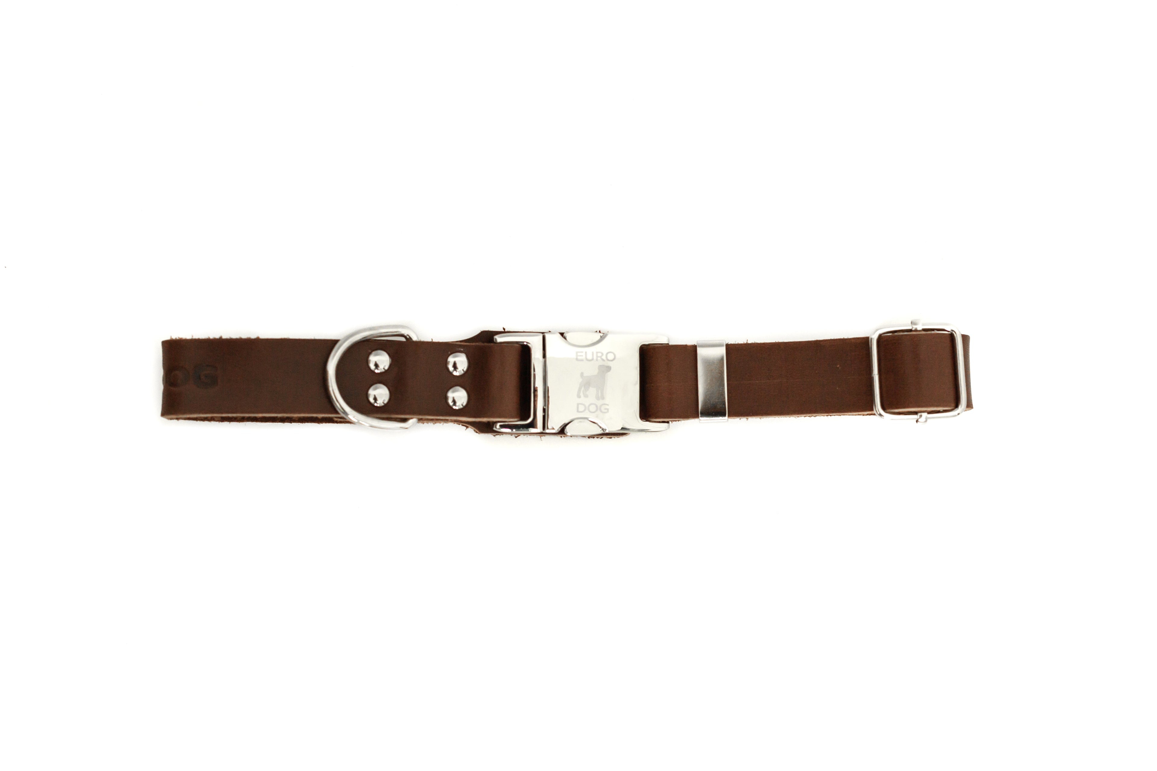 Modern Style Quick-Release Chocolate Leather Dog Collar by Euro-Dog Collars and Leads