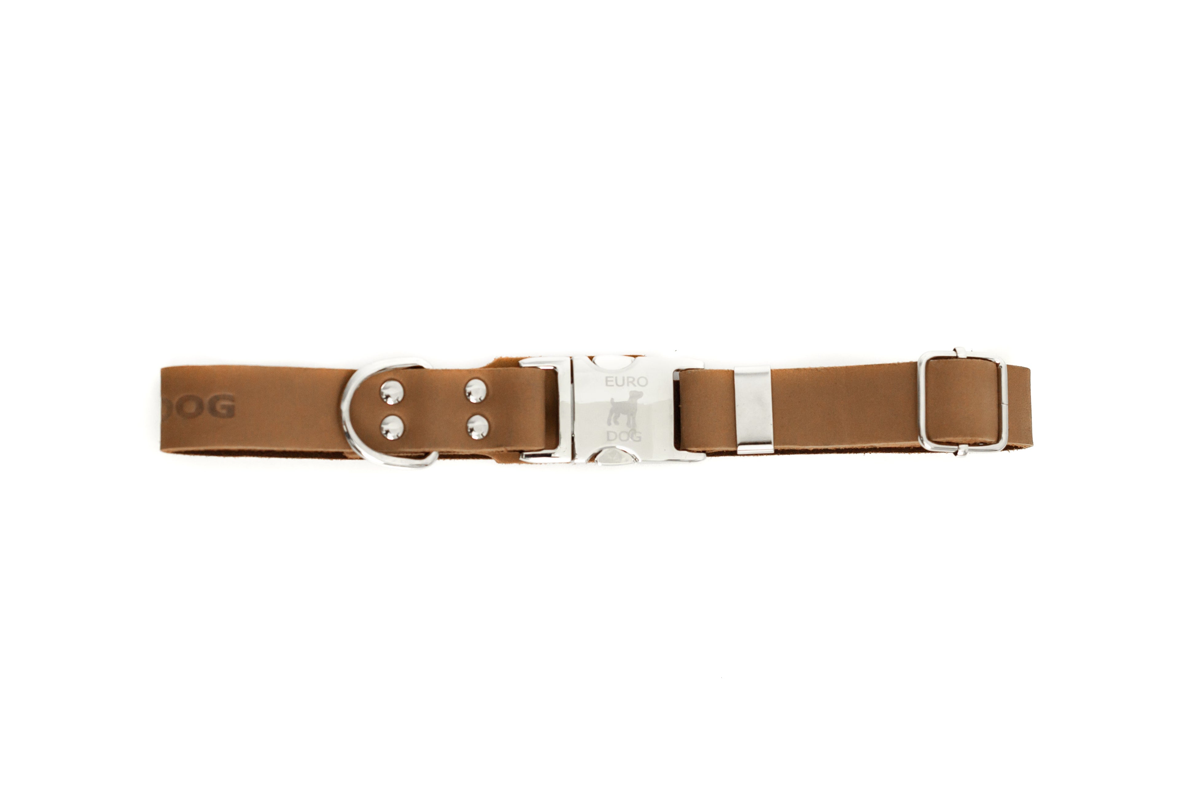 Modern Style Quick-Release Khaki Leather Dog Collar by Euro-Dog Collars and Leads