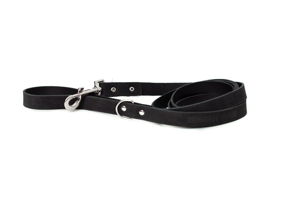 Modern Style Midnight Black Leather Leash by Euro-Dog Collars and Leads