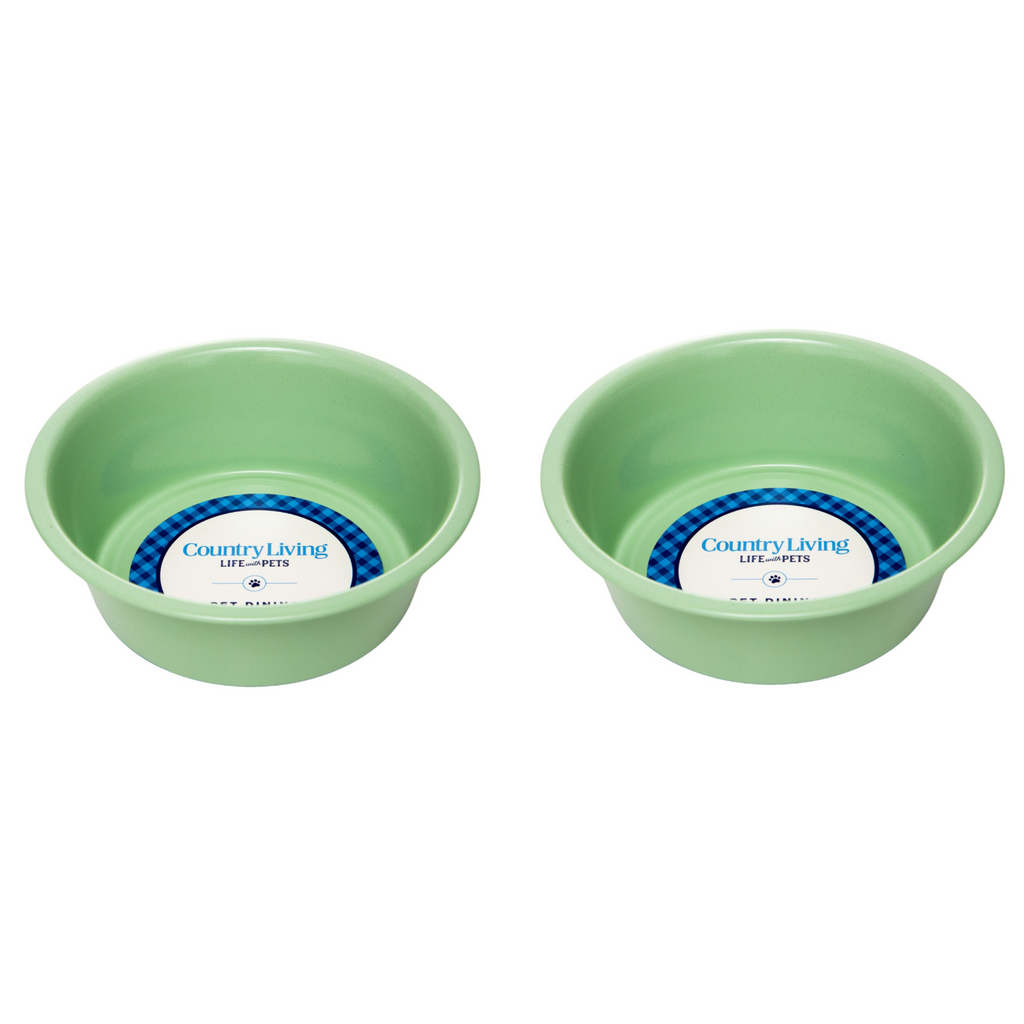 Country Living Set of 2 Coated Stainless Steel Heavy Dog Bowls - Ideal for Medium to Large Breeds