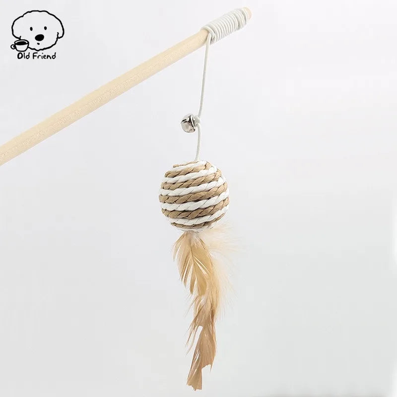 Wooden Handmade Cat Feather Toy by Love My Pet