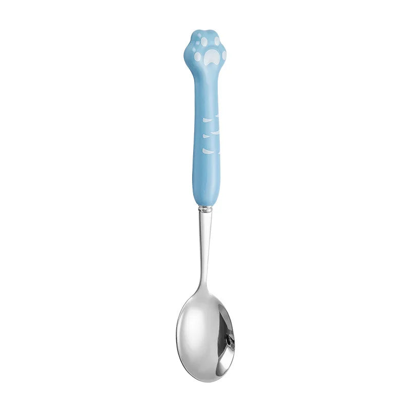 Stainless Steel Cute Cat Claw Ceramic Spoon and Fork by Love My Pet