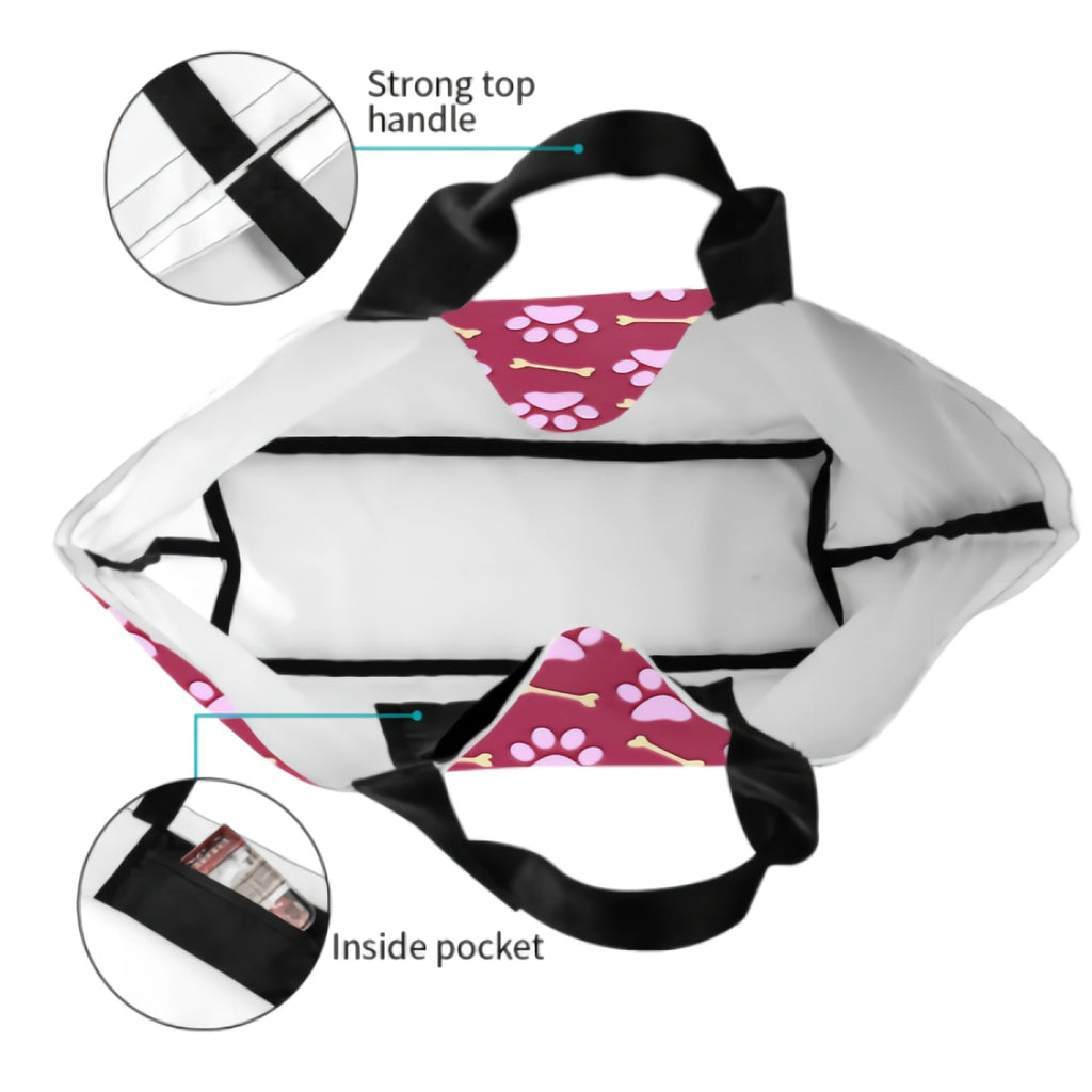 Pink Paw Print Dog Canvas Tote Bag by Love My Pet