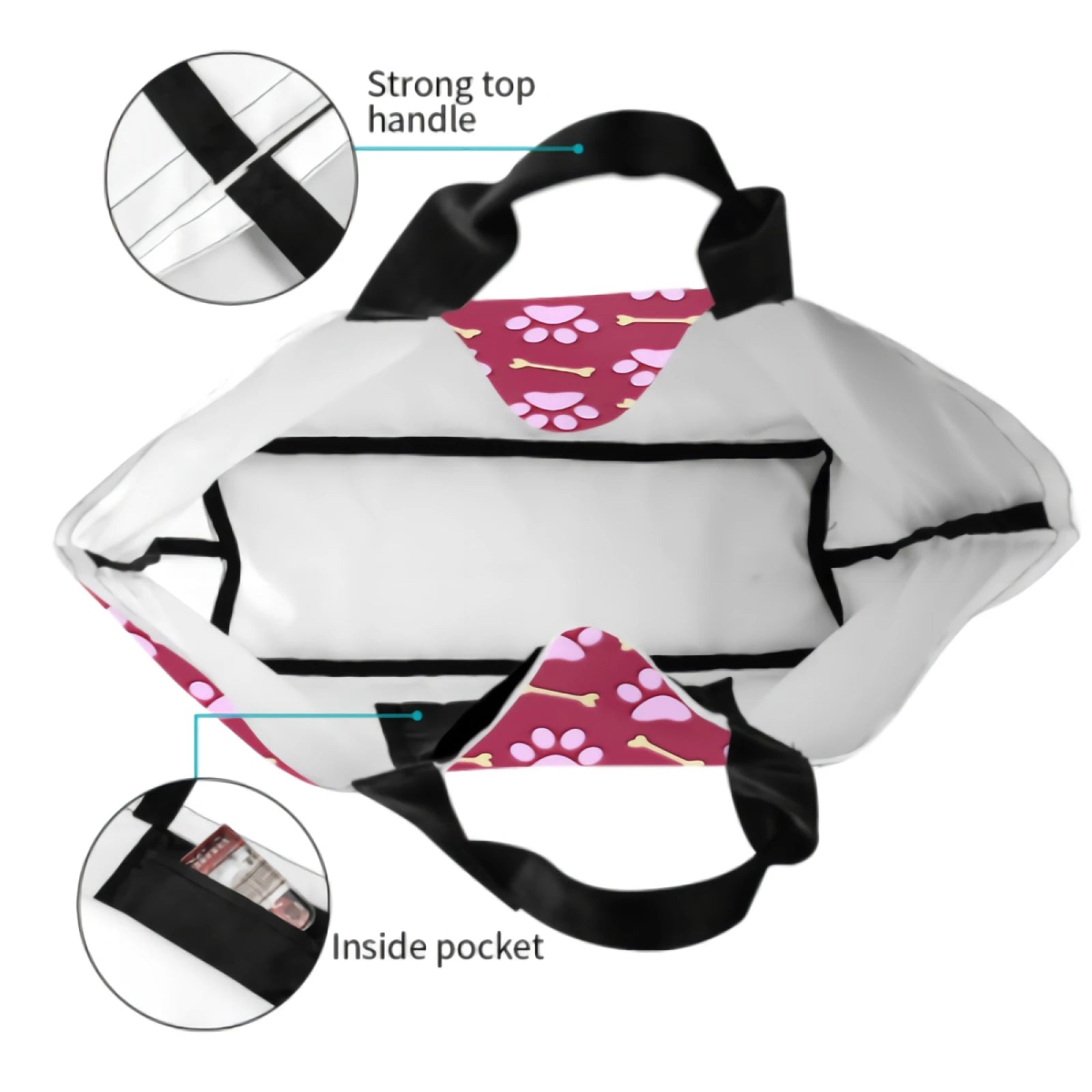 Pink Paw Print Dog Canvas Tote Bag by Love My Pet