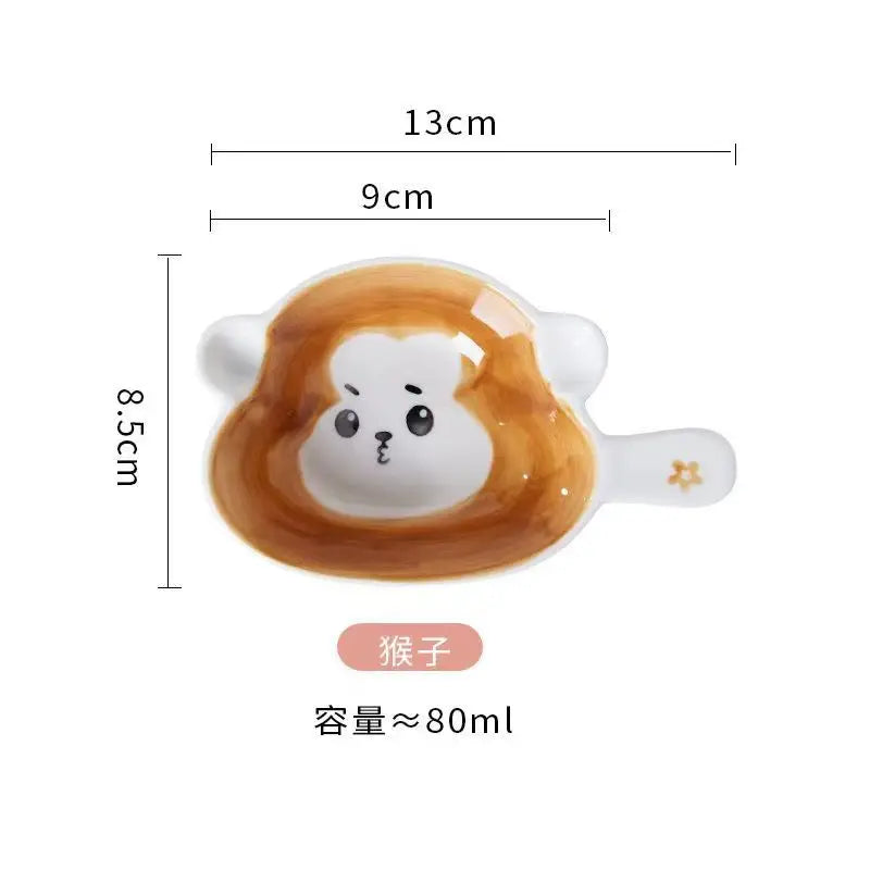 Ceramic Cartoon Cat Circular Plate and Bowl