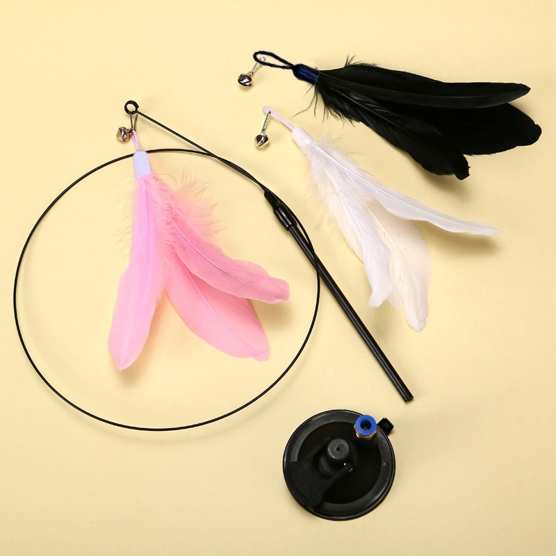 Cat Teaser With Bell Long Brush Holder Suction Cup by VetsPetStore