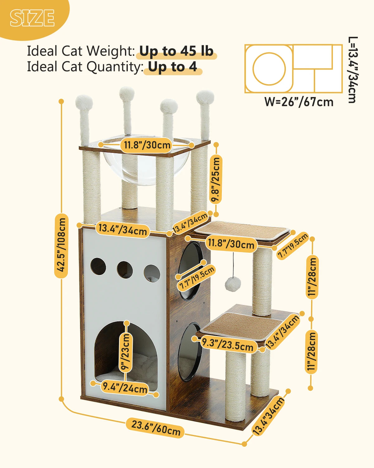 Modern Wood Cat Tree And Heavy Duty Scratch Post by Love My Pet