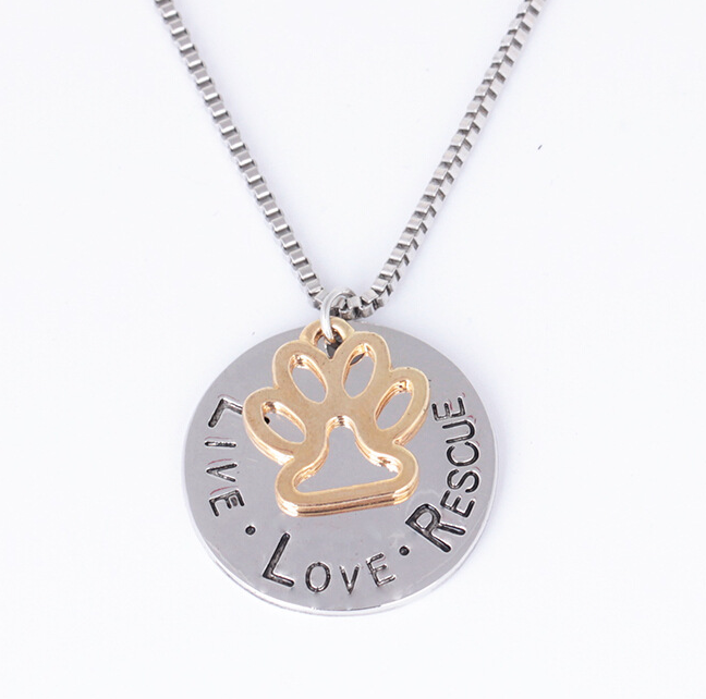 Round Dog Paw Tag Short Necklace by Furr Baby Gifts