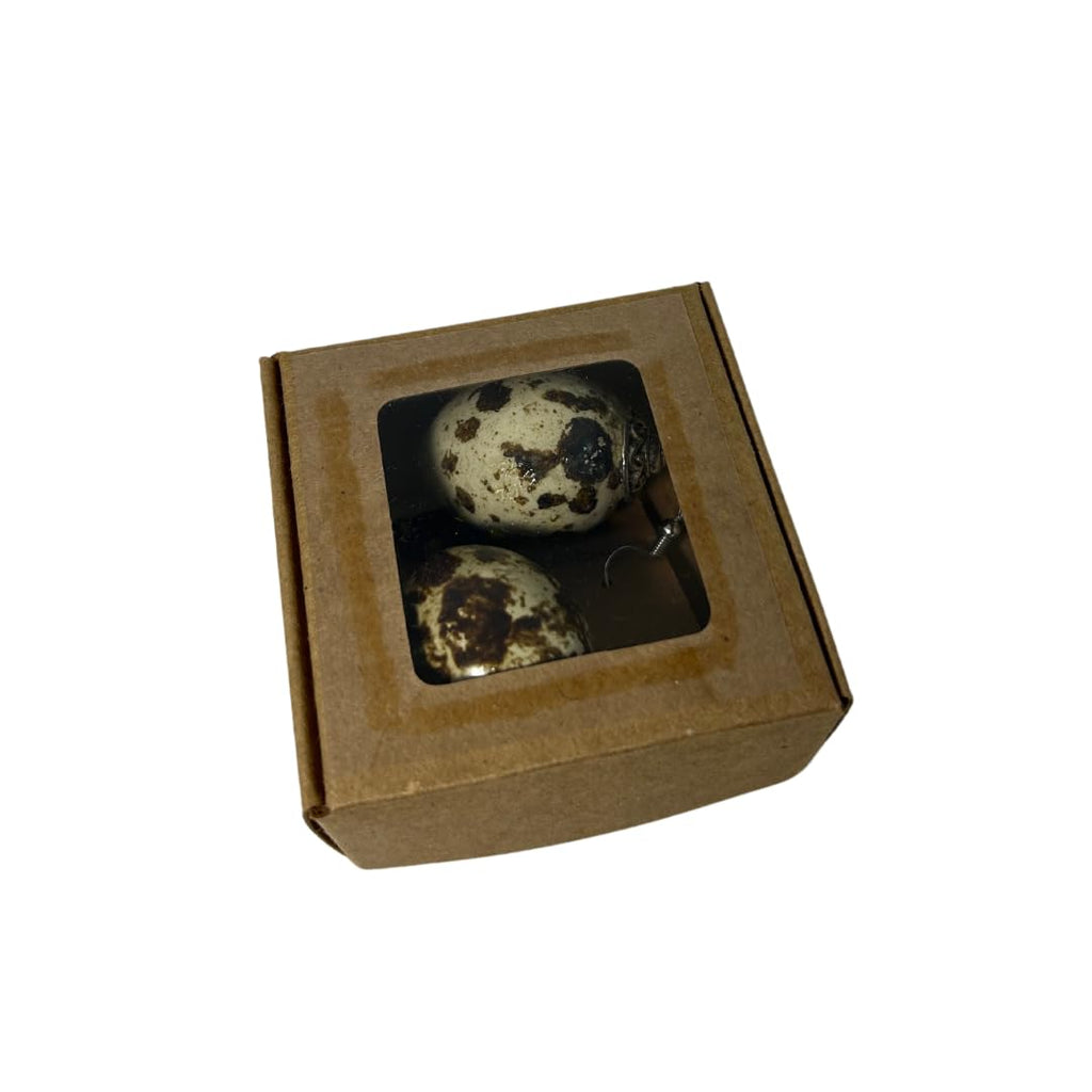 Quail Egg Earrings, Brown