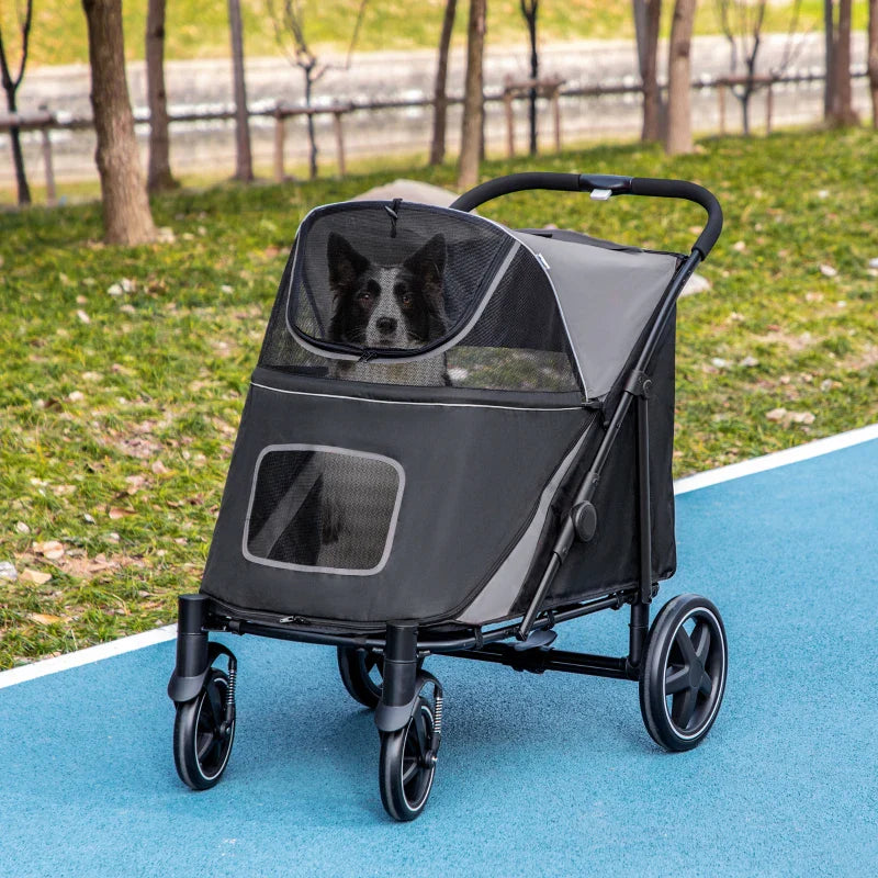 One-Click Foldable Stroller for Large Medium Small Dogs, Pet, Cats with Storage by Furr Baby Gifts