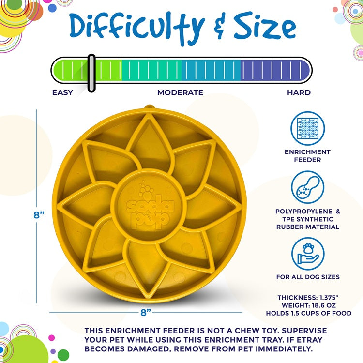 Sunflower eTray Shallow Slow Feeder Dog Bowl for Enrichment | USA Made by SodaPup/True Dogs, LLC