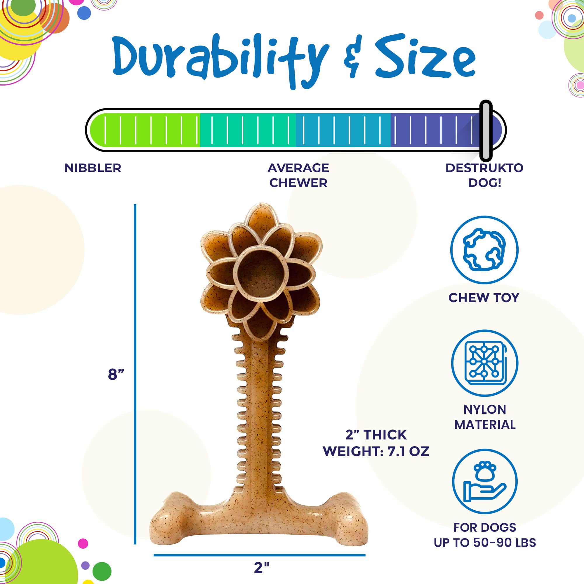 Honey Bone Dental Flower Tower - Indestructible Nylon Dog Chew Toy XL | USA by SodaPup/True Dogs, LLC