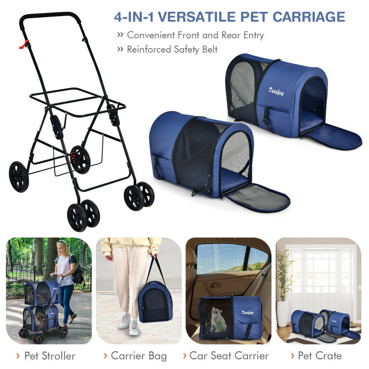 4-in-1 Double Pet Stroller with Detachable Carrier and Travel Carriage by Furr Baby Gifts