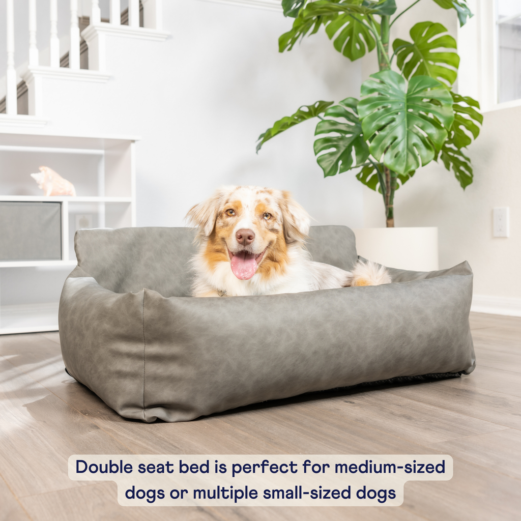PupProtector™ Faux Leather Memory Foam Dog Car Bed - Slate Gray by Paw.com