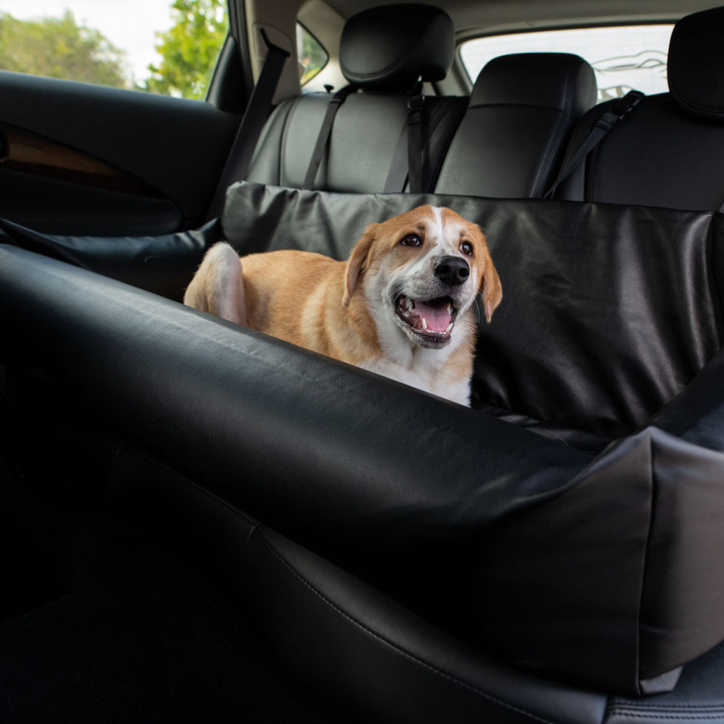 PupProtector™ Faux Leather Memory Foam Dog Car Bed - Black by Paw.com