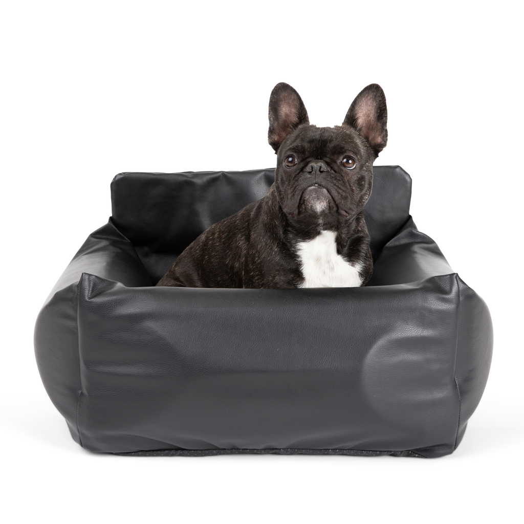 PupProtector™ Faux Leather Memory Foam Dog Car Bed - Black by Paw.com