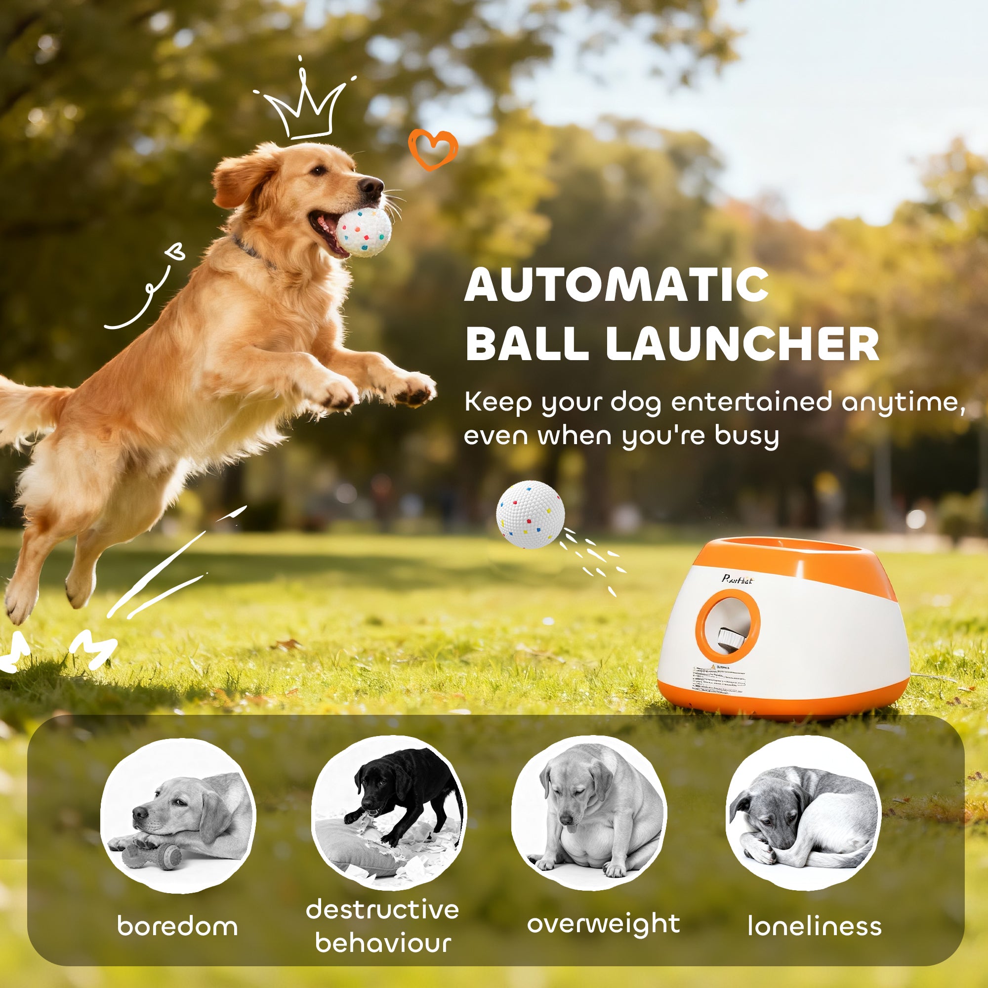Automatic Dog Ball Launcher with 26-79 FT Distance by VetsPetStore