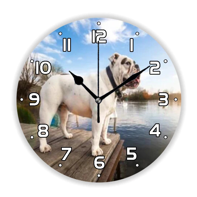 Rustic Wood Silhouette Dog Lover Wall Clock Multiple Designs