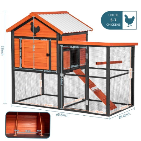 Durable Wood And Iron Chicken Enclosure With Runway And Waterproof Roof