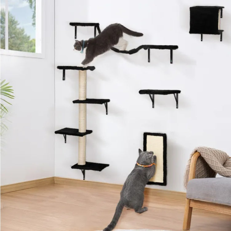5 Pcs Wall Mounted Cat Climber Set, Floating Cat Shelves And Perches by VetsPetStore