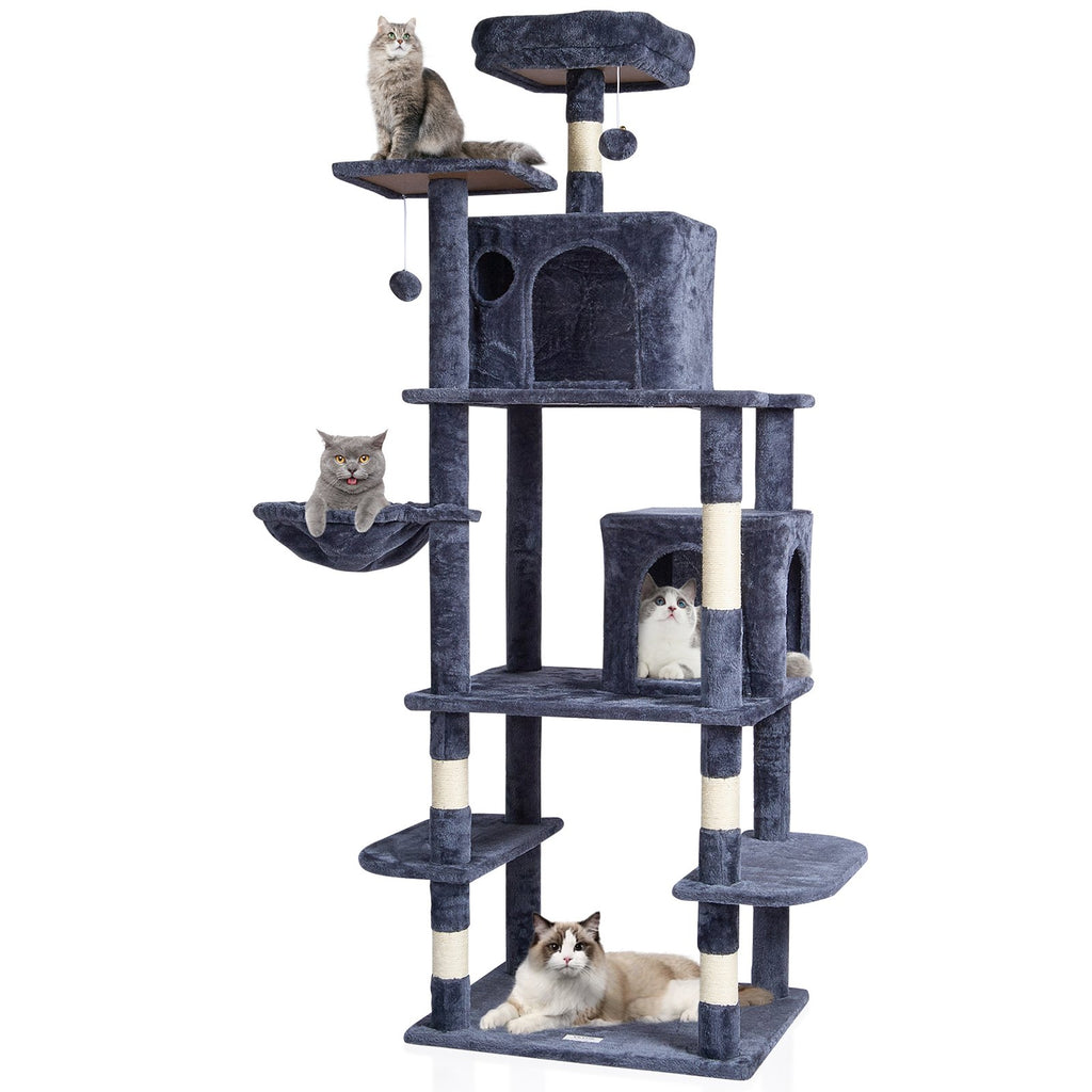 Cat Tree Cat Tower with Cat Condos Sisal Scratching Post Dark Grey by VetsPetStore
