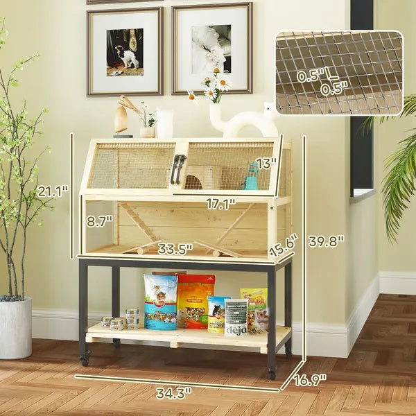 Hamster Cage on Wheels W Storage Shelf, Seesaws, Water Bottle, Hut & Ramps by VetsPetStore