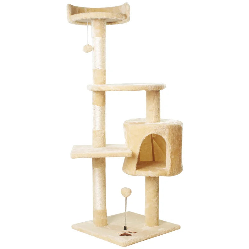 Soft Plush Fabric Cat Tree House 4 Tier Tower